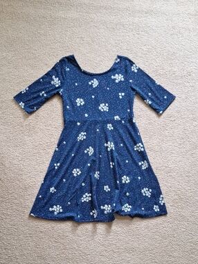 SO Navy and White Floral Fit-and-Flare Dress